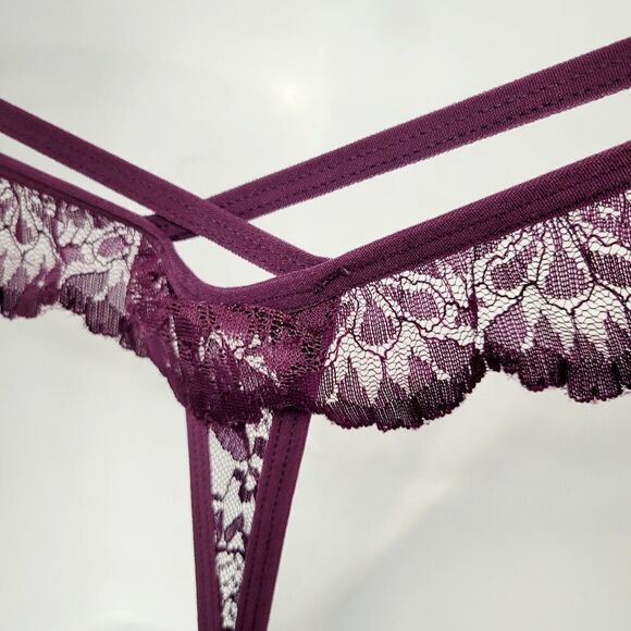2/$20 Brand New Purple Lace G String T-Back Panties Underwear One Size - Picture 2 of 6
